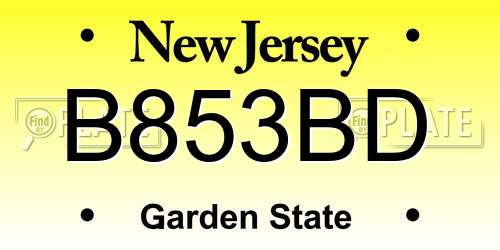 B853BD New Jersey License Plate