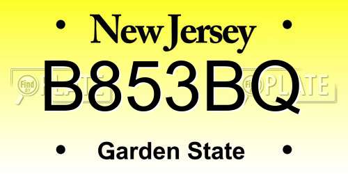 B853BQ New Jersey License Plate