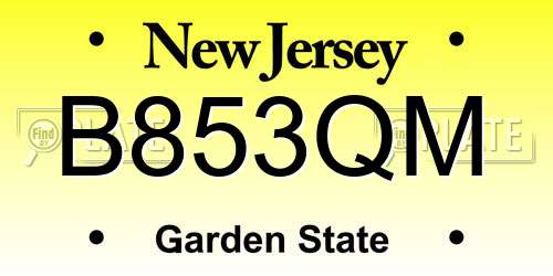 B853QM New Jersey License Plate