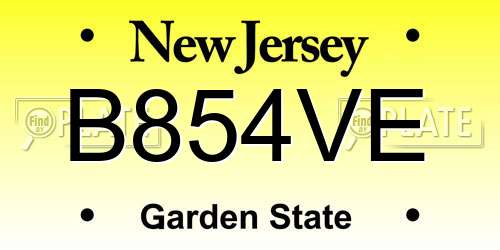 B854VE New Jersey License Plate