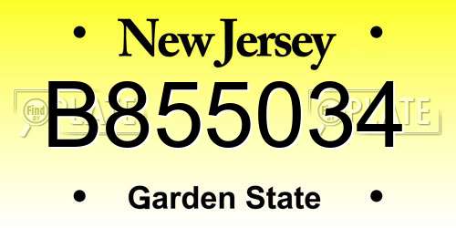 B855034 New Jersey License Plate