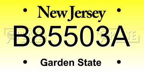 B85503A New Jersey License Plate