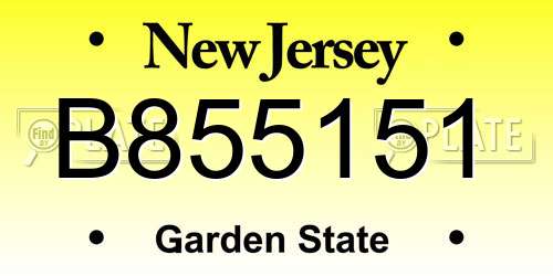 B855151 New Jersey License Plate