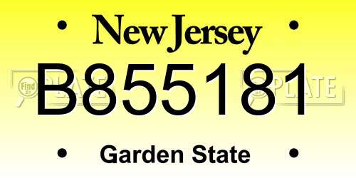 B855181 New Jersey License Plate