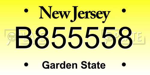 B855558 New Jersey License Plate