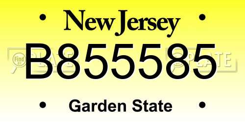 B855585 New Jersey License Plate