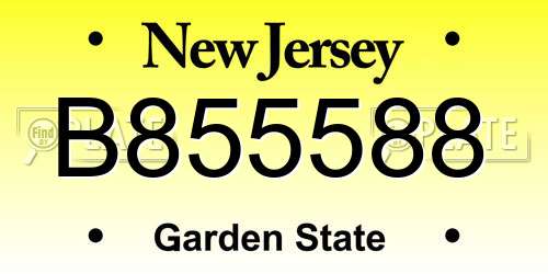 B855588 New Jersey License Plate
