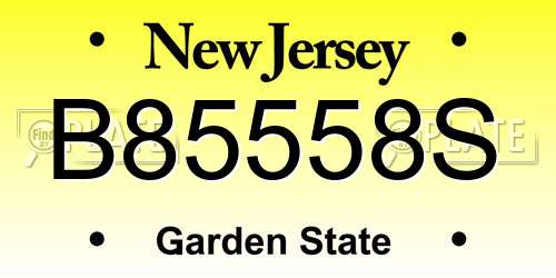 B85558S New Jersey License Plate