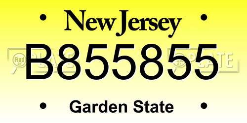 B855855 New Jersey License Plate