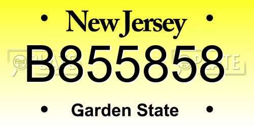 B855858 New Jersey License Plate