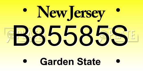 B85585S New Jersey License Plate