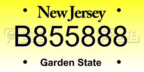 B855888 New Jersey License Plate