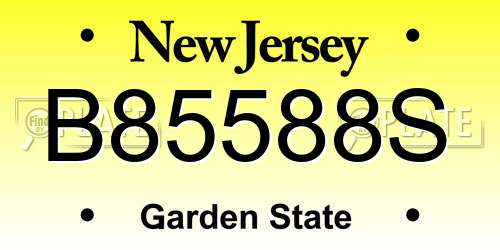 B85588S New Jersey License Plate