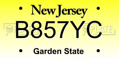 B857YC New Jersey License Plate