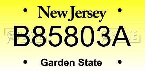 B85803A New Jersey License Plate