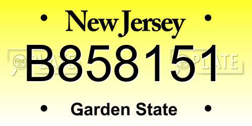 B858151 New Jersey License Plate