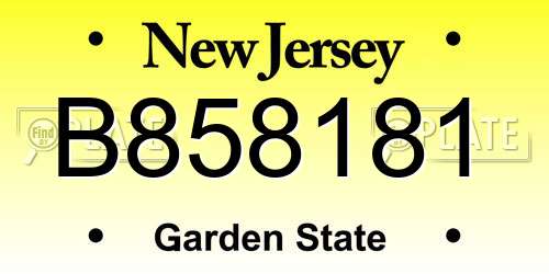 B858181 New Jersey License Plate