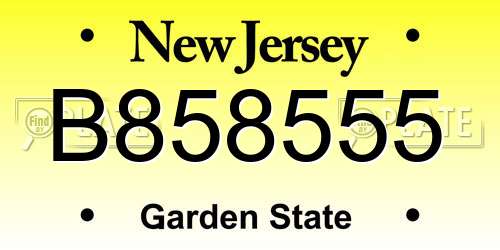 B858555 New Jersey License Plate