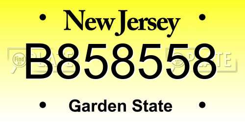 B858558 New Jersey License Plate