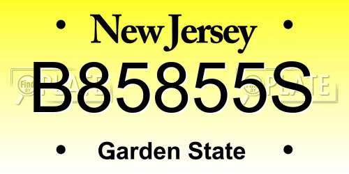 B85855S New Jersey License Plate