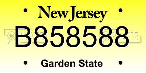 B858588 New Jersey License Plate