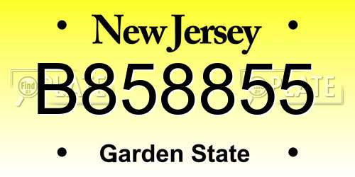 B858855 New Jersey License Plate