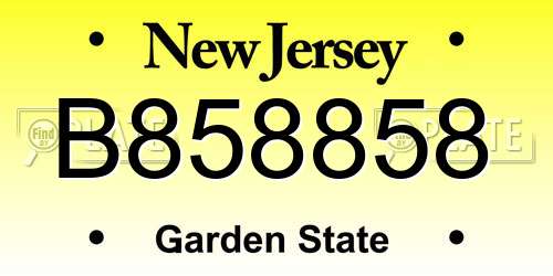 B858858 New Jersey License Plate