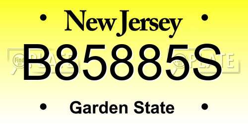 B85885S New Jersey License Plate