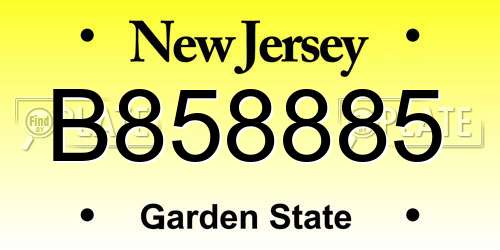 B858885 New Jersey License Plate