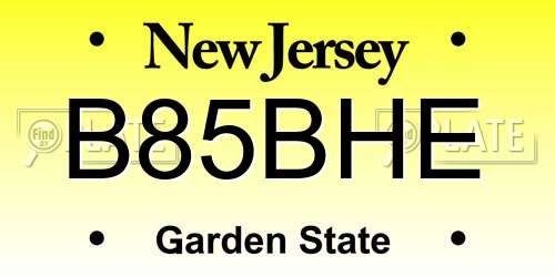 B85BHE New Jersey License Plate