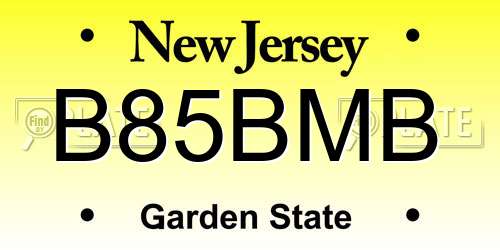 B85BMB New Jersey License Plate