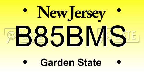 B85BMS New Jersey License Plate