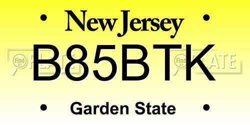B85BTK New Jersey License Plate