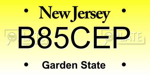B85CEP New Jersey License Plate