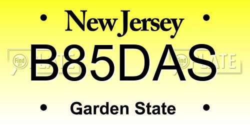 B85DAS New Jersey License Plate