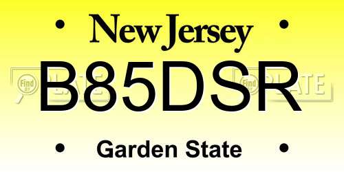 B85DSR New Jersey License Plate