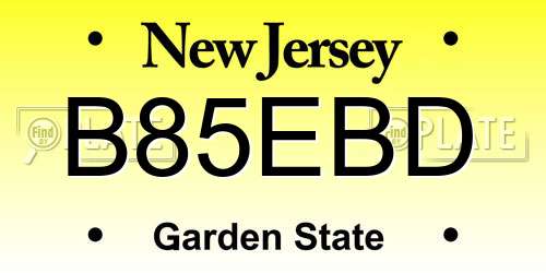 B85EBD New Jersey License Plate