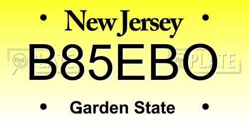 B85EBO New Jersey License Plate