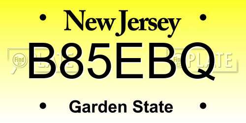 B85EBQ New Jersey License Plate
