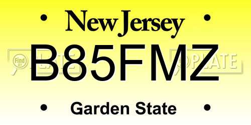B85FMZ New Jersey License Plate