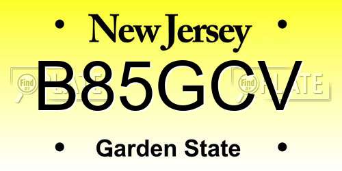 B85GCV New Jersey License Plate