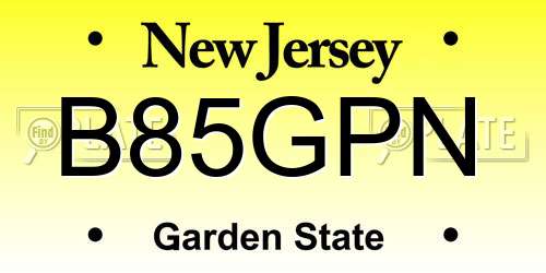 B85GPN New Jersey License Plate