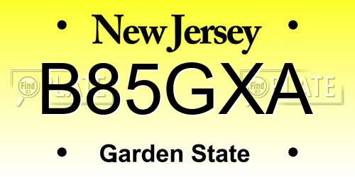 B85GXA New Jersey License Plate