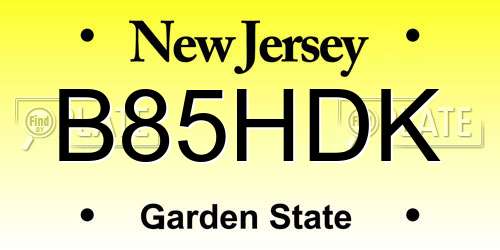 B85HDK New Jersey License Plate
