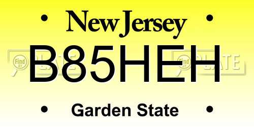 B85HEH New Jersey License Plate