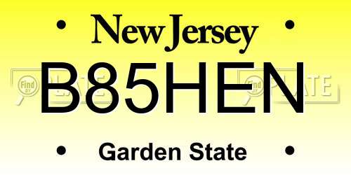 B85HEN New Jersey License Plate