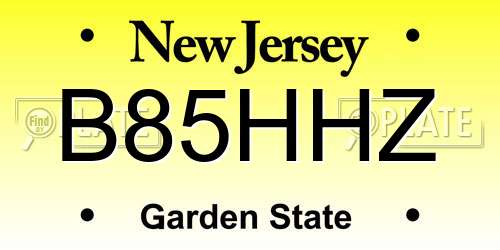 B85HHZ New Jersey License Plate