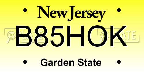 B85HOK New Jersey License Plate