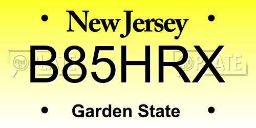 B85HRX New Jersey License Plate