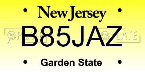 B85JAZ New Jersey License Plate